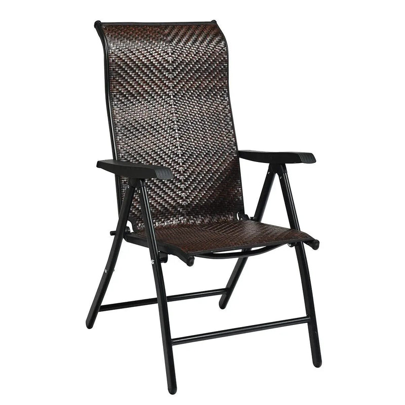 Patio Rattan Folding Chair with Armrest by DirectDeals