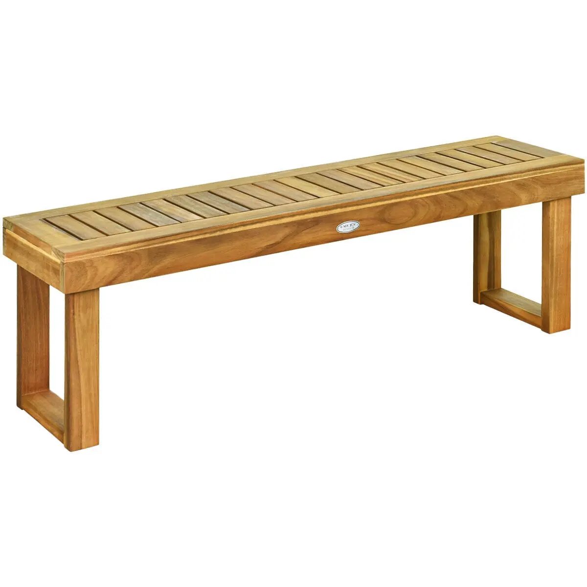 52 Inch Acacia Wood Dining Bench with Slatted Seat by DirectDeals