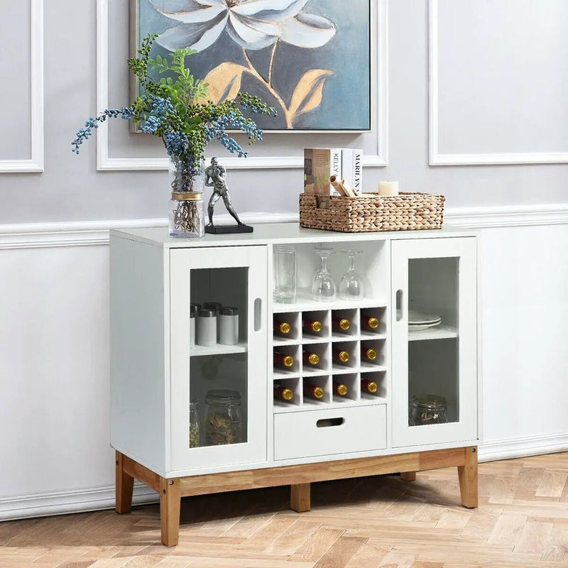 Wood Wine Storage Cabinet Sideboard Console Buffet Server-White by DirectDeals