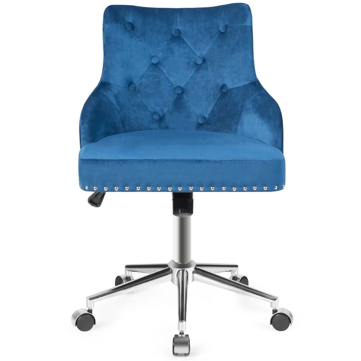 Tufted Upholstered Swivel Computer Desk Chair with Nailed Tri by DirectDeals