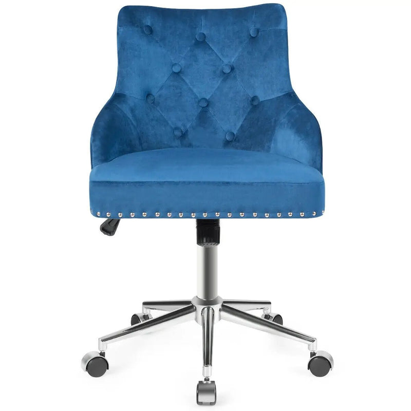 Tufted Upholstered Swivel Computer Desk Chair with Nailed Tri by DirectDeals