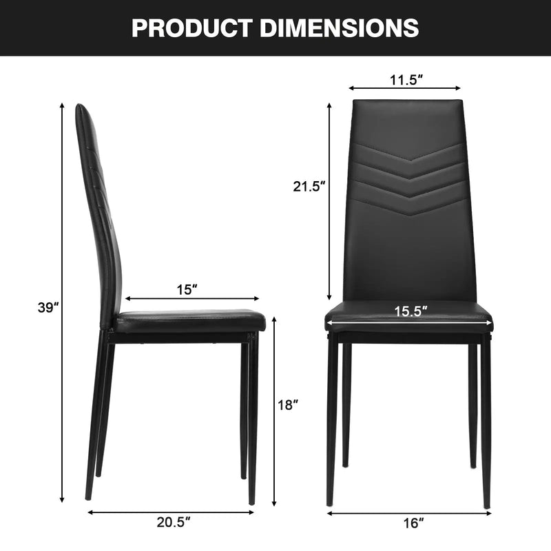 Set of 4 High Back Dining Chairs with PVC Leather and Non-Slip Feet Pads by DirectDeals