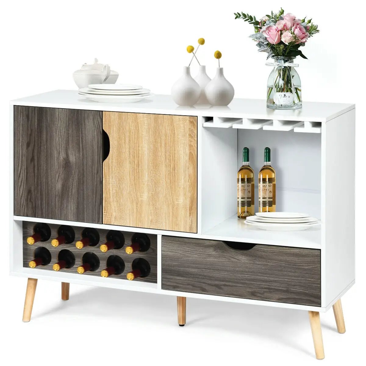 Mid-Century Buffet Sideboard Wooden Storage Cabinet by DirectDeals