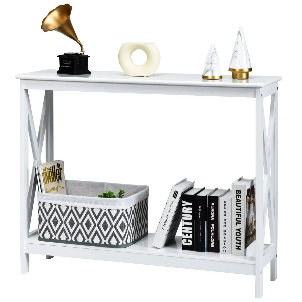 2-Tier Console X-Design Sofa Side Accent Table by DirectDeals