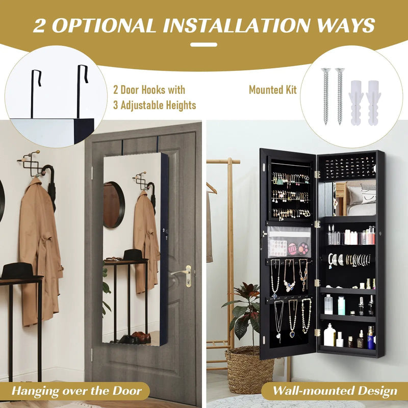 Lockable Storage Jewelry Cabinet with Frameless Mirror by DirectDeals