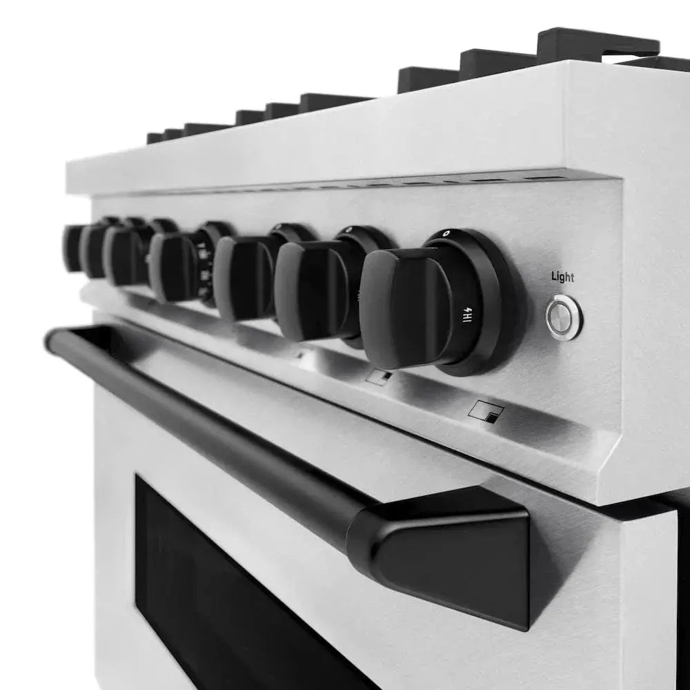 ZLINE 36"Classic Gas Range, Convection Gas Oven, DuraSnow® Stainless Steel, Matte Black CGRSZ-36-MB by Farmhouse Kitchen and Bath