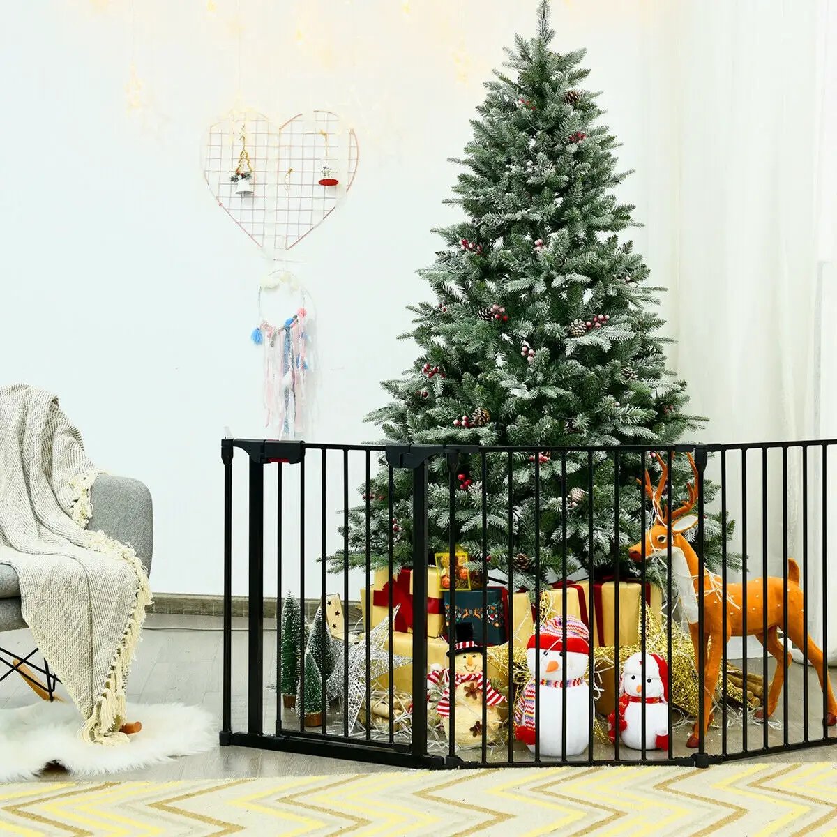 115 Inch Length 5 Panel Adjustable Wide Fireplace Fence by DirectDeals