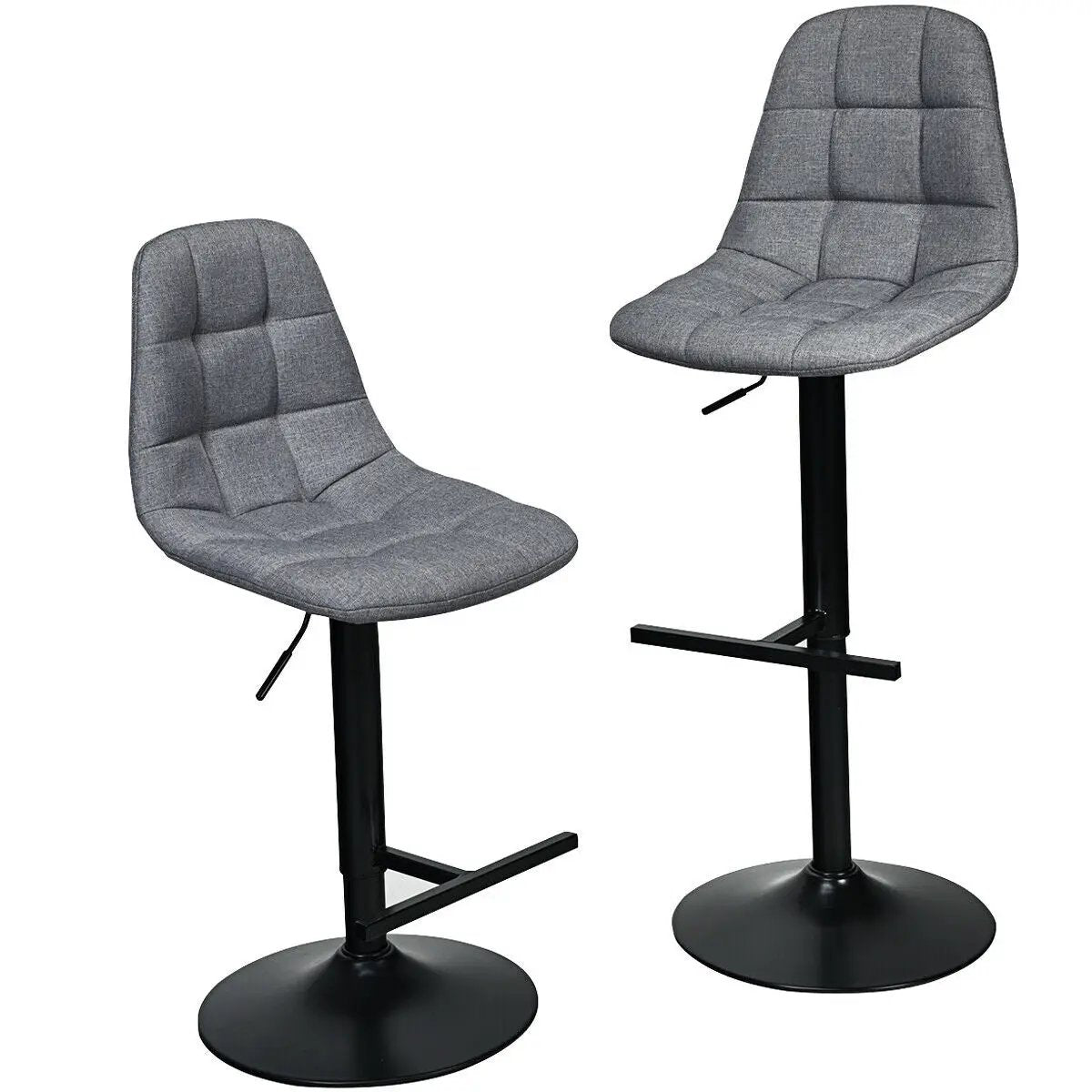 2 Pieces Adjustable Bar Stools Swivel Counter Height Linen Chairs-Brown by DirectDeals