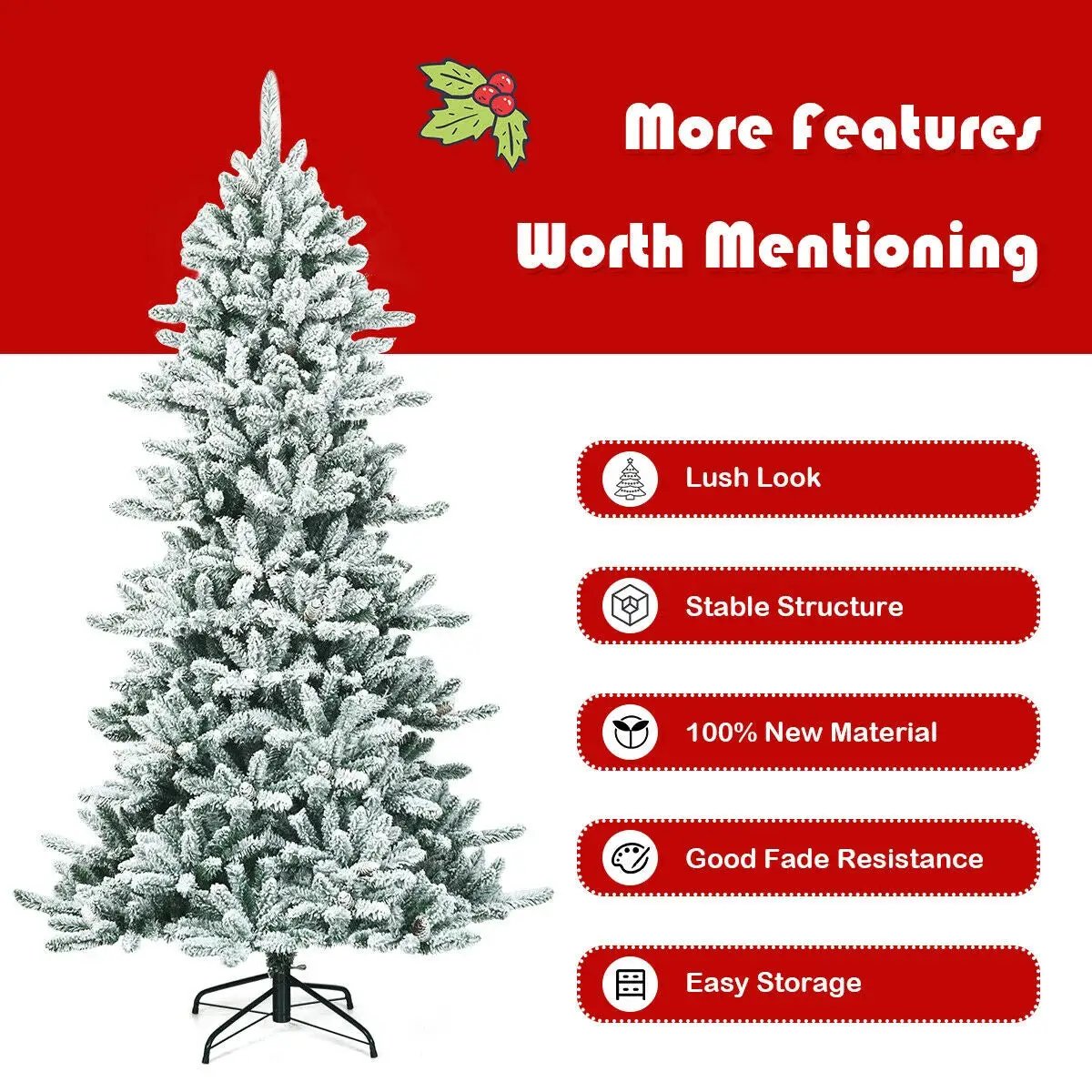 7 Feet Snow Flocked Slim Artificial Christmas Fir Tree by DirectDeals