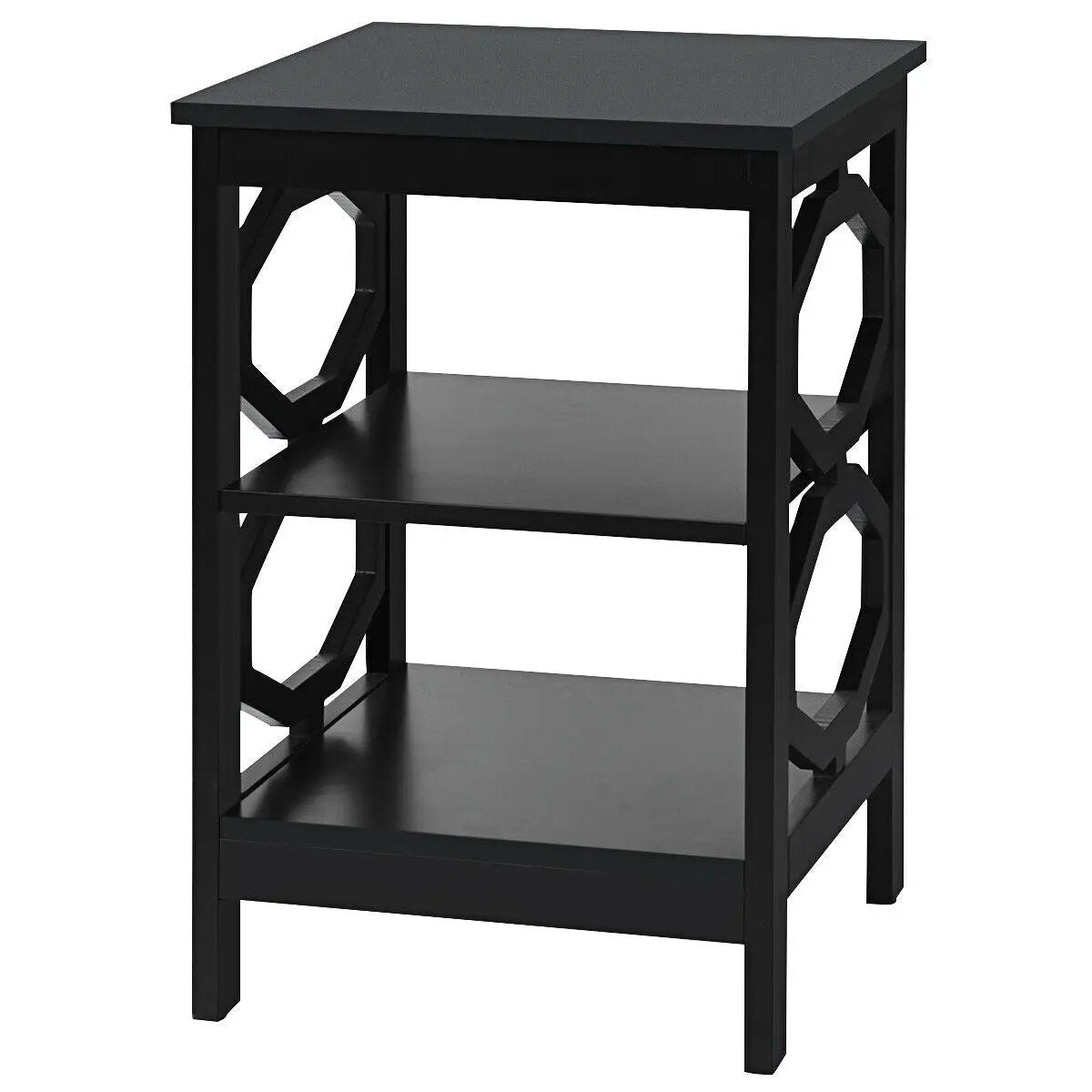 3-tier Nightstand Sofa Side End Accent Table-Black by DirectDeals