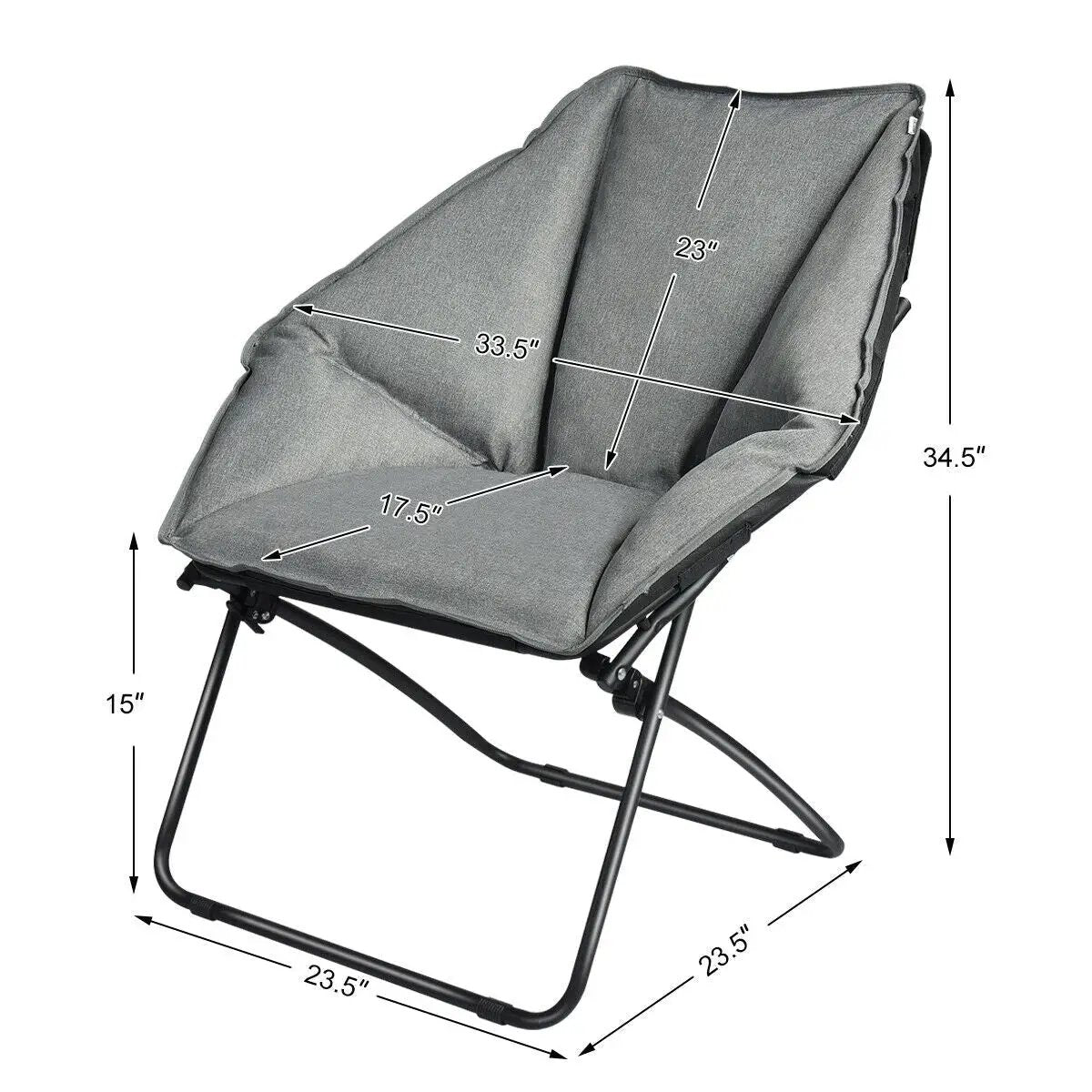 Oversized Foldable Leisure Camping Chair with Sturdy Iron Frame by DirectDeals