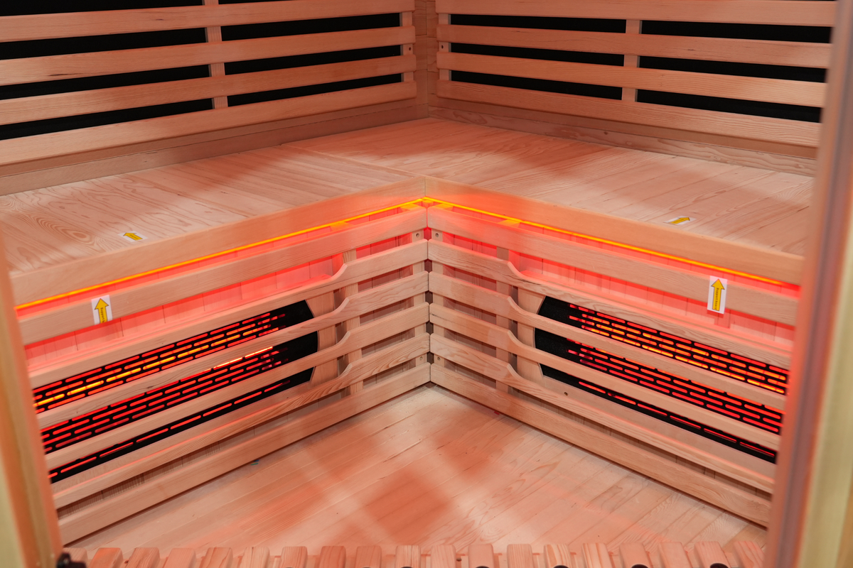 Blisspod I Vienna RED I All-In-One - Full Spectrum + Red Light Therapy I Indoor Corner Premium Sauna I 4-5 Person, photo 14 of 20