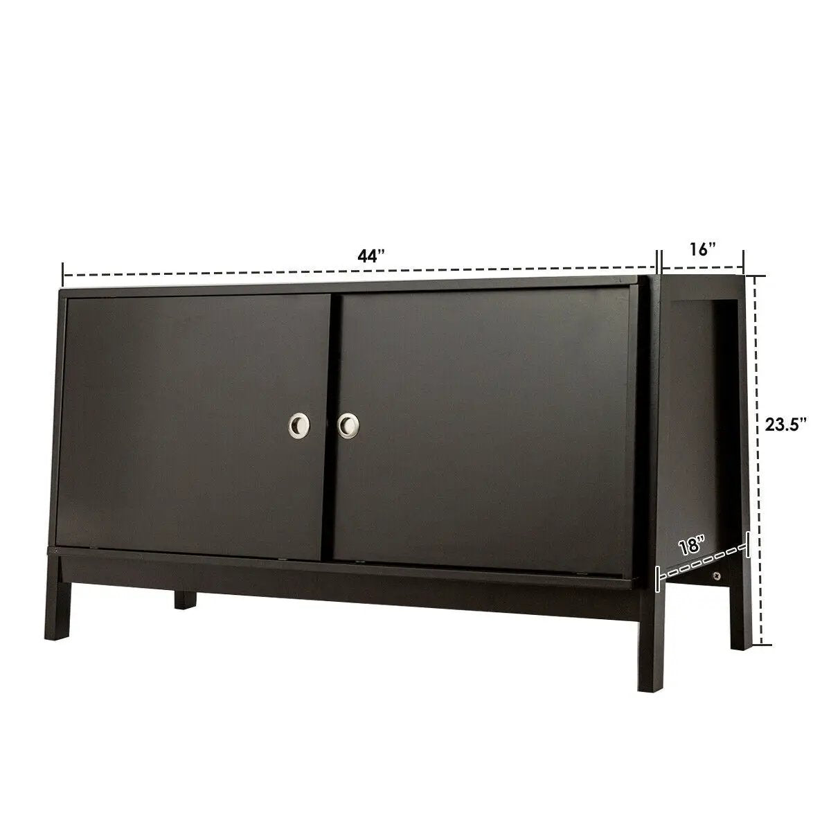 TV Stand Modern Entertainment Cabinet with Sliding Doors-Dark Brown by DirectDeals