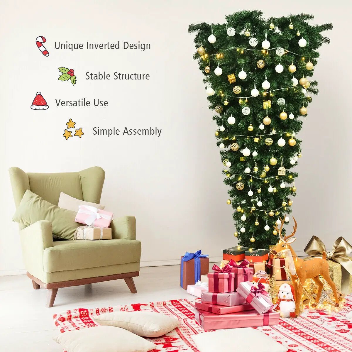 7 Feet Unlit Upside Down Artificial Christmas Tree by DirectDeals