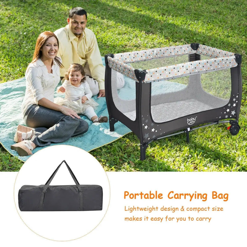 Portable Baby Playpen with Mattress Foldable Design by DirectDeals