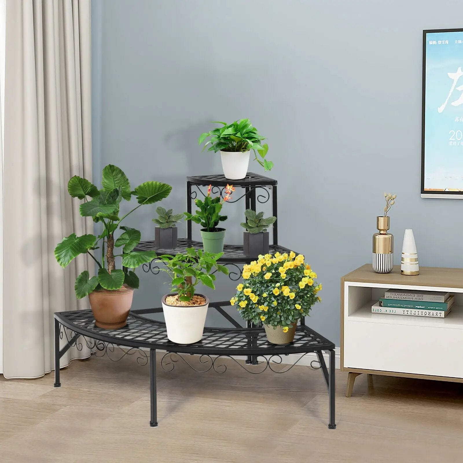 3 Tier Metal Corner Plant Display Rack by DirectDeals