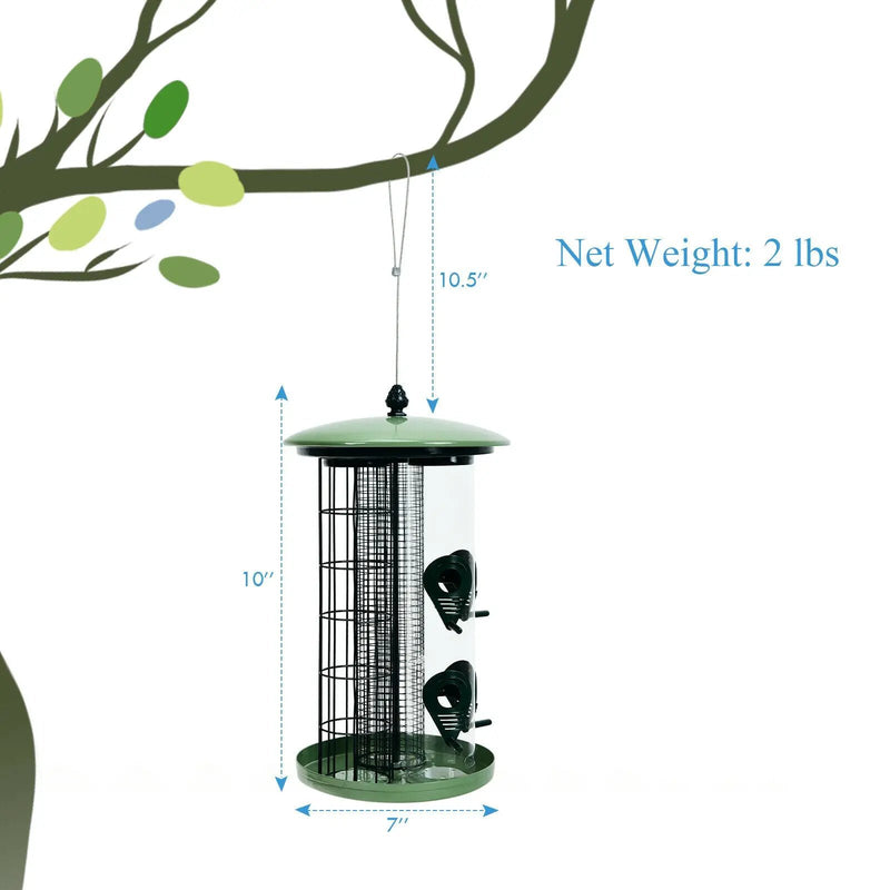 3-in-1 Metal Hanging Wild Bird Feeder with 4 Feeding Ports and Perches by DirectDeals