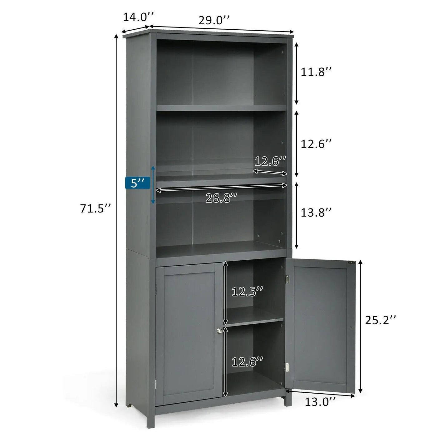 Bookcase Shelving Storage Wooden Cabinet Unit Standing Display Bookcase with Doors by DirectDeals