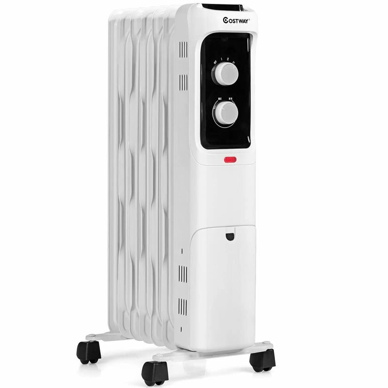 1500W Oil Filled Portable Radiator Space Heater with Adjustable Thermostat by DirectDeals