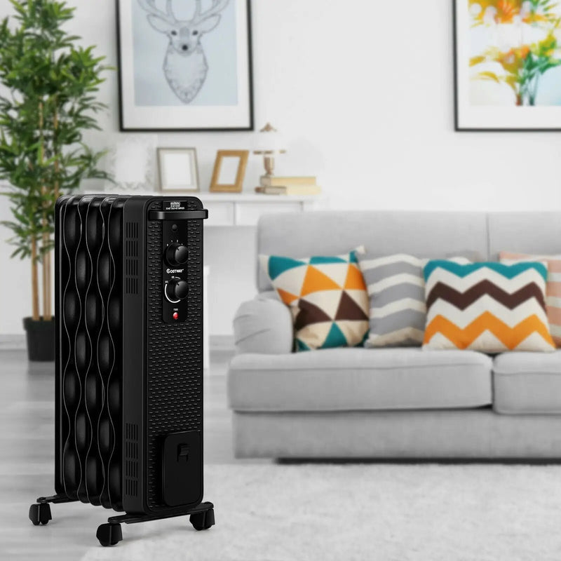 1500 W Oil-Filled Heater Portable Radiator Space Heater with Adjustable Thermostat by DirectDeals