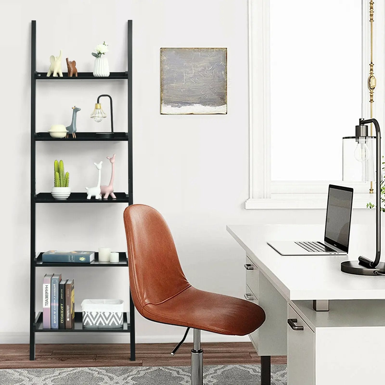 5-Tier Wall-leaning Ladder Shelf Display Rack for Plants and Books by DirectDeals