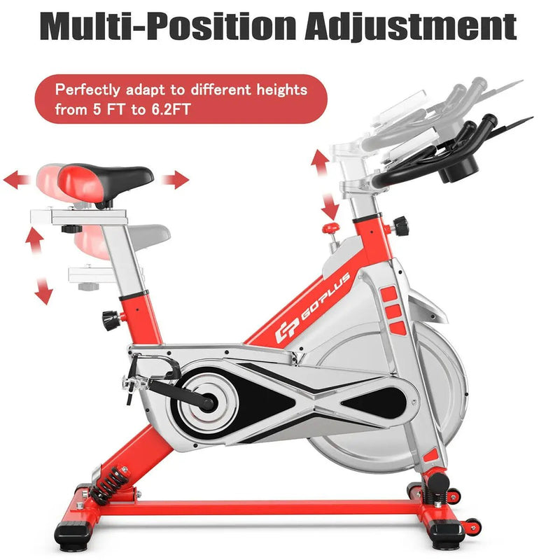 Stationary Silent Belt Adjustable Exercise Bike with Phone Holder and Electronic Display by DirectDeals