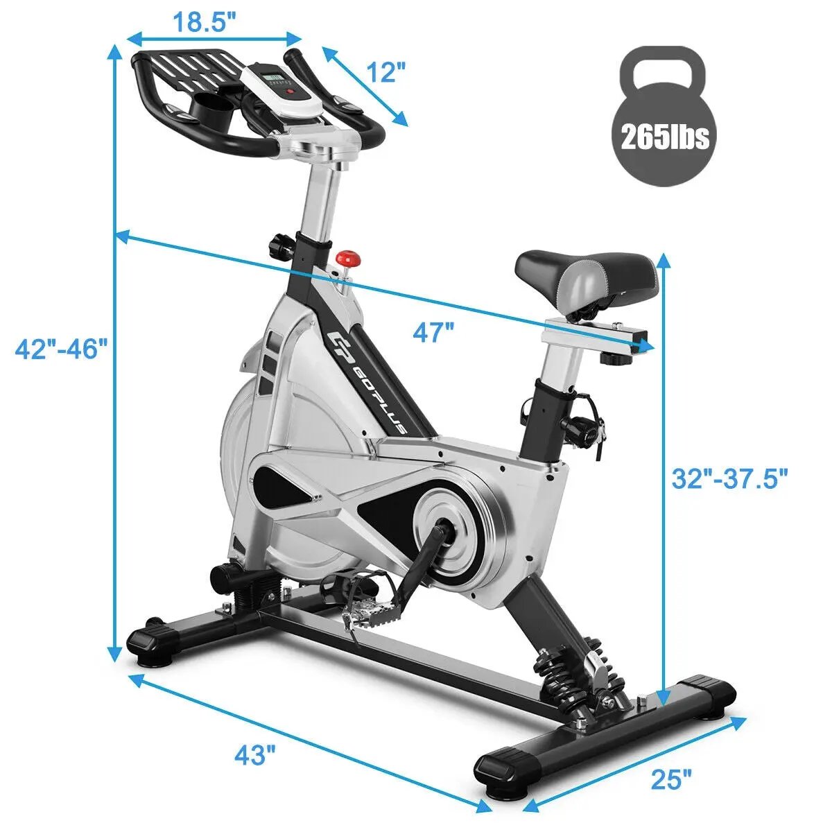 Stationary Silent Belt Adjustable Exercise Bike with Phone Holder and Electronic Display by DirectDeals
