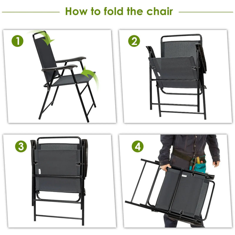 4 Pieces Portable Outdoor Folding Chair with Armrest by DirectDeals
