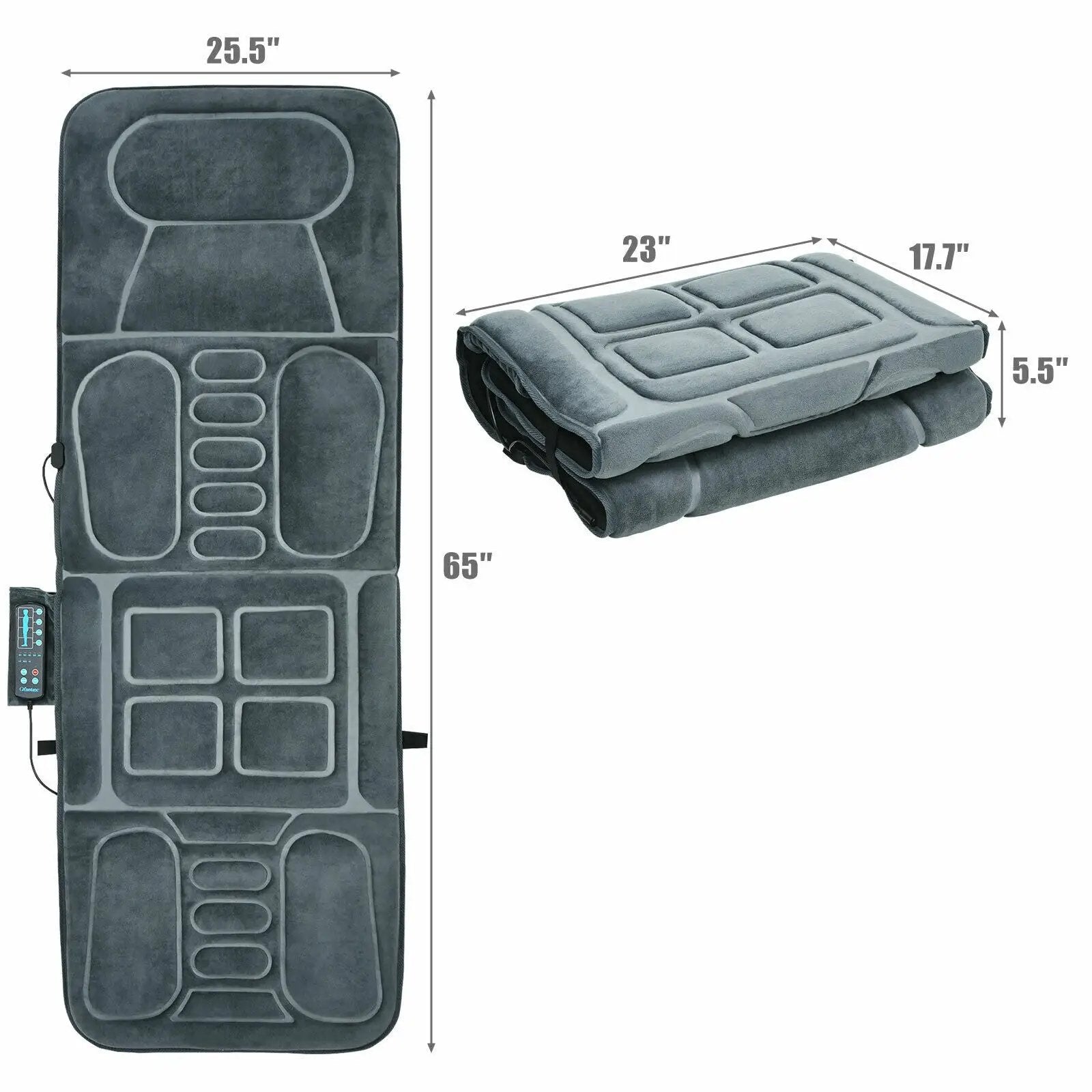 Foldable Massage Mat with Heat and 10 Vibration Motors by DirectDeals