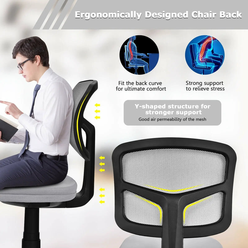 Armless Computer Chair with Height Adjustment and Breathable Mesh for Home Office by DirectDeals