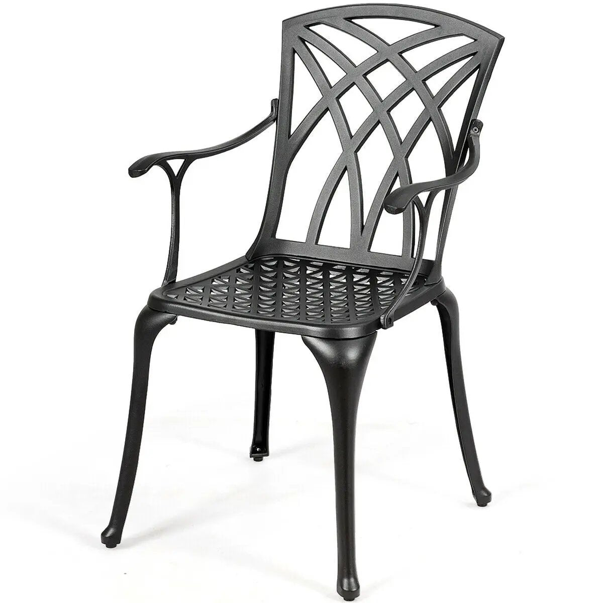 2 Pieces Durable Aluminum Dining Chairs Set with Armrests by DirectDeals
