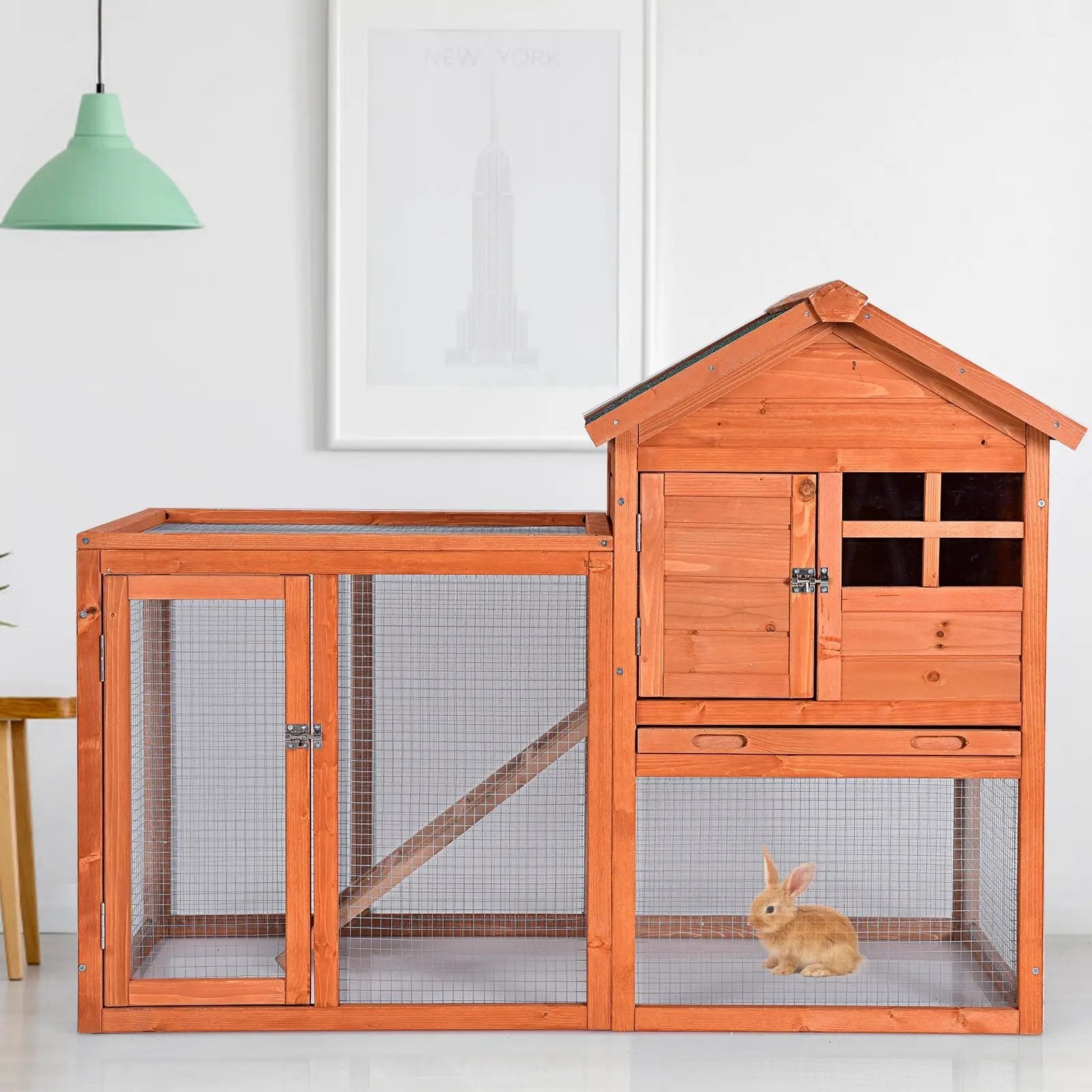 Outdoor Wooden Rabbit hutch-Natural by DirectDeals