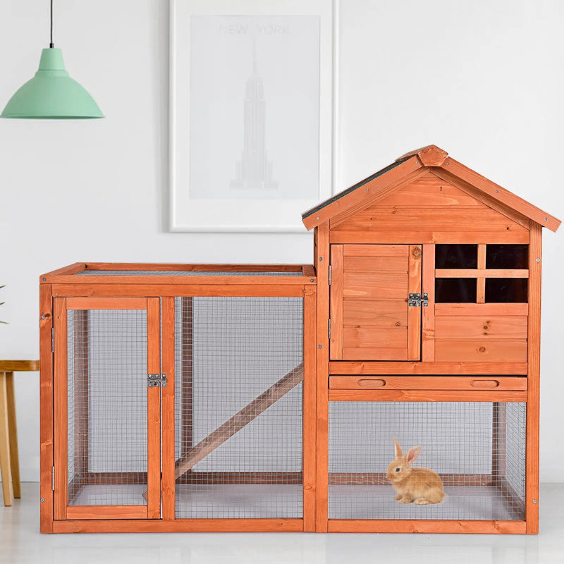 Outdoor Wooden Rabbit hutch-Natural by DirectDeals