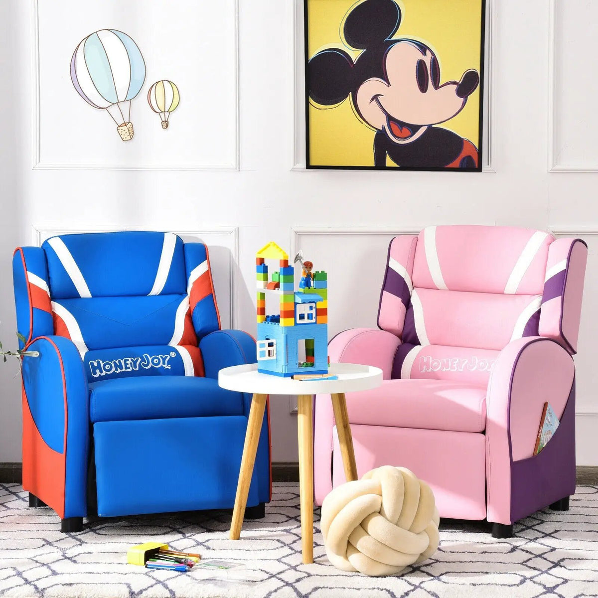 Kids Leather Recliner Chair with Side Pockets by DirectDeals