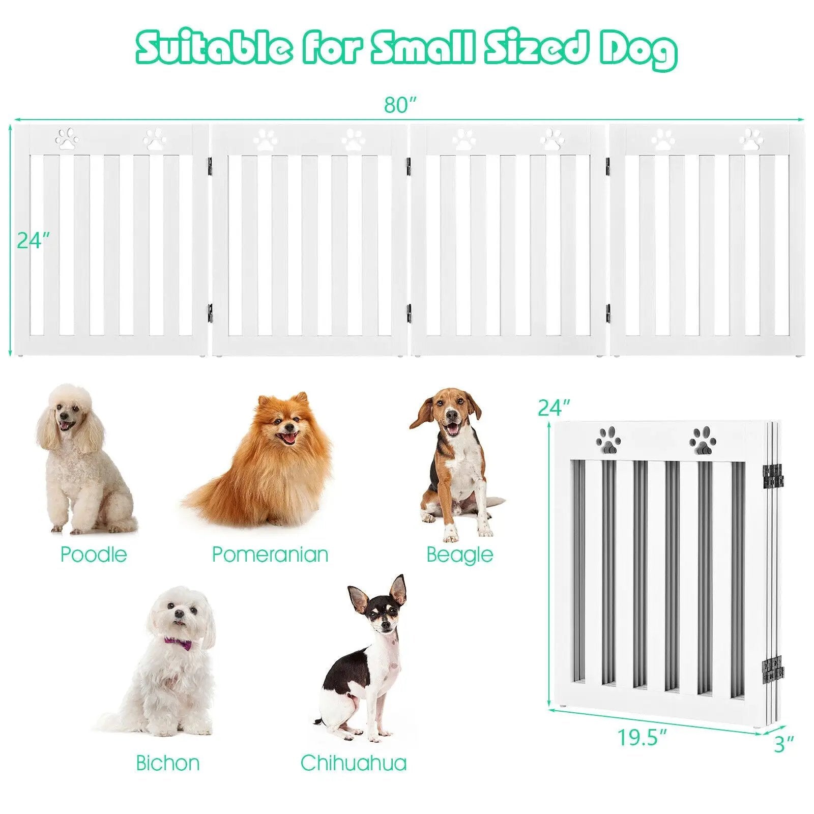 24 Inch Folding Wooden Freestanding Pet Gate Dog Gate with 360¬∞ Hinge by DirectDeals