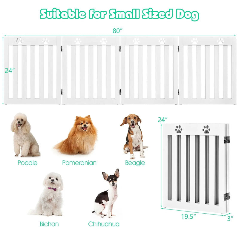24 Inch Folding Wooden Freestanding Pet Gate Dog Gate with 360¬∞ Hinge by DirectDeals