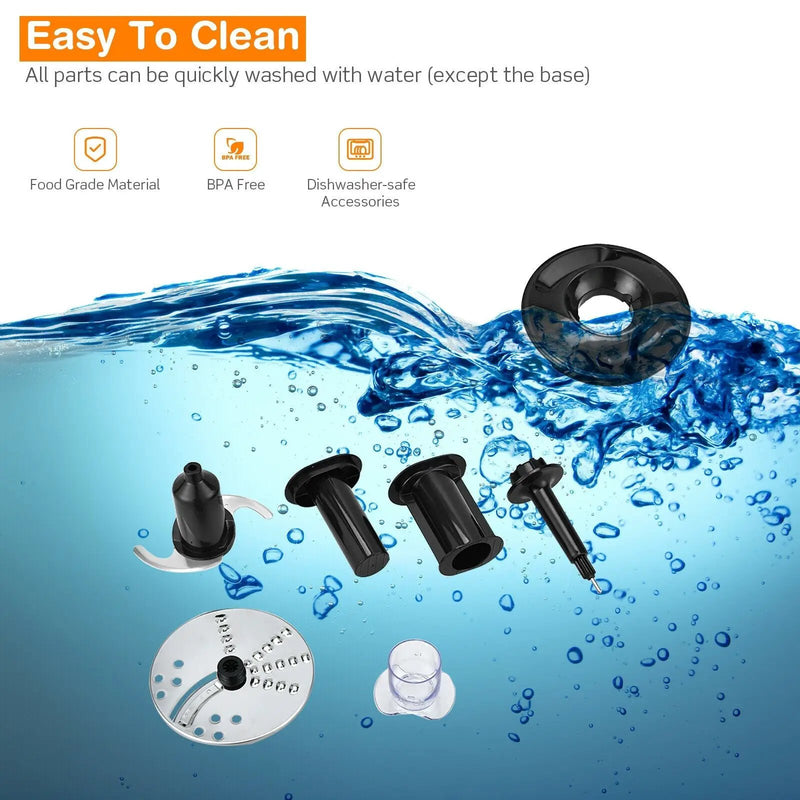 8 Cup Food Processor 500W Variable Speed Blender Chopper with 3 Blades by DirectDeals