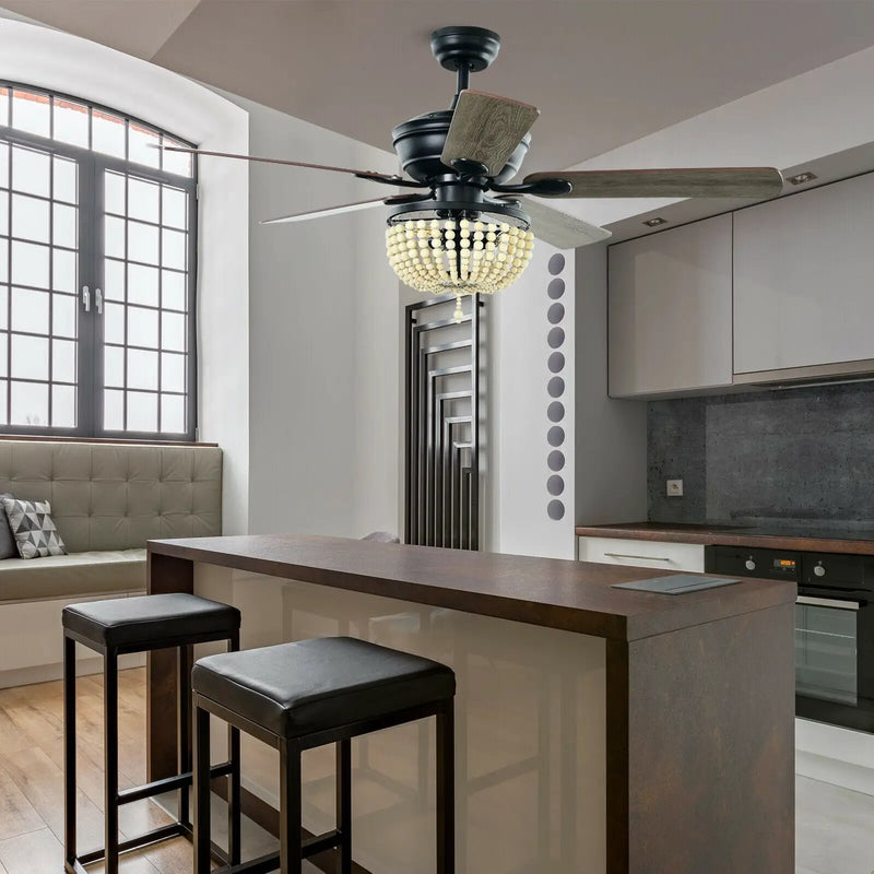 52 Inch Retro Ceiling Fan Light with Reversible Blades Remote Control by DirectDeals