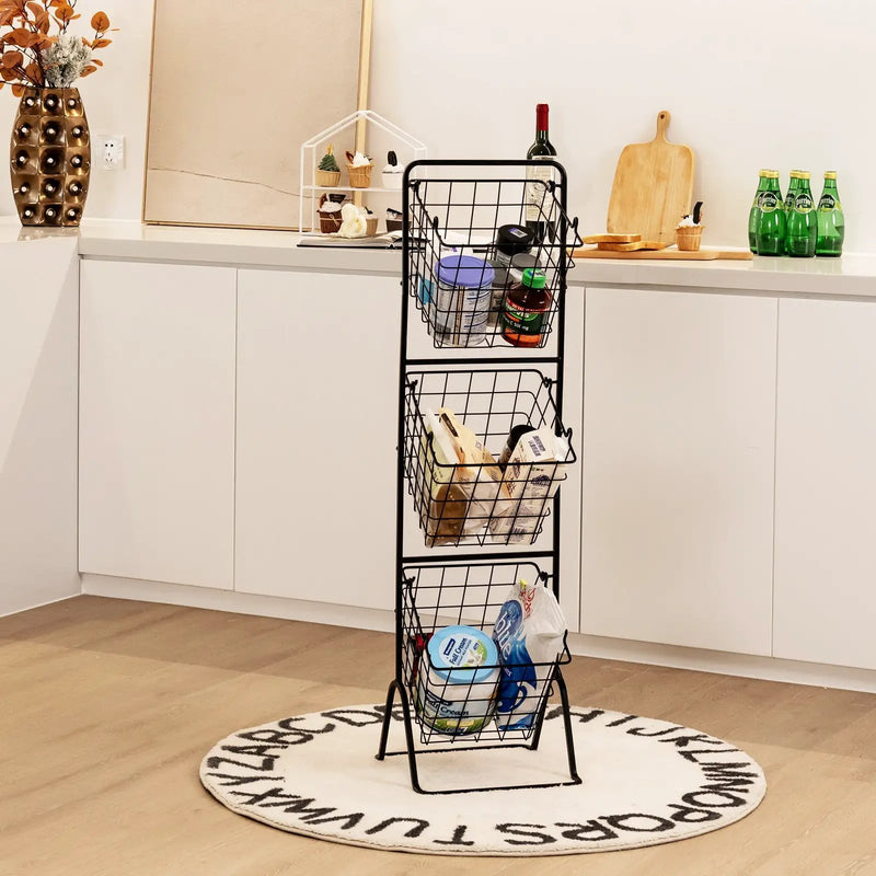 3-Tier Fruit Basket Stand with Adjustable Heights by DirectDeals