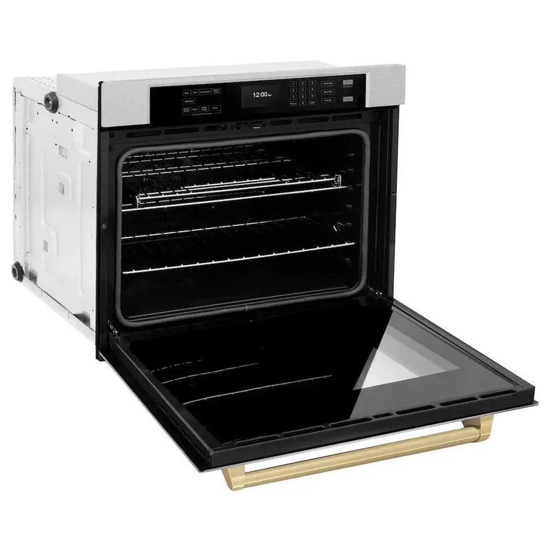 ZLINE 30"Professional True Convection Single Wall Oven, Air Fry, Self Clean, DuraSnow® Champagne Bronze WASSZ-30-CB by Farmhouse Kitchen and Bath