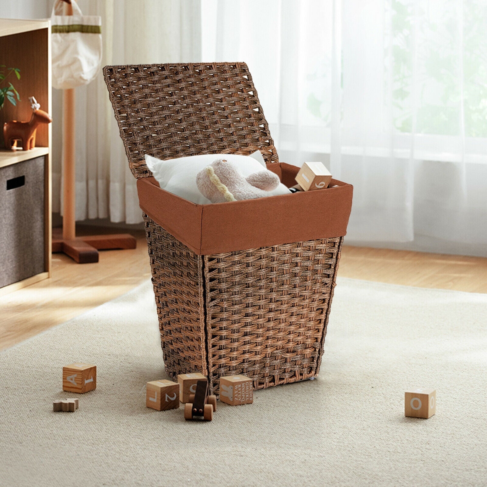 Foldable Handwoven Laundry Hamper with Removable Liner by DirectDeals