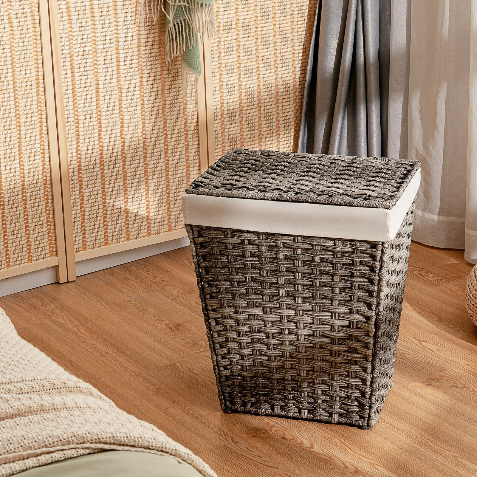 Foldable Handwoven Laundry Hamper with Removable Liner by DirectDeals