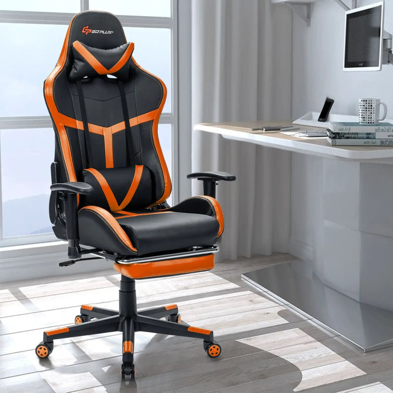 Reclining Racing Chair with Lumbar Support Footrest by DirectDeals