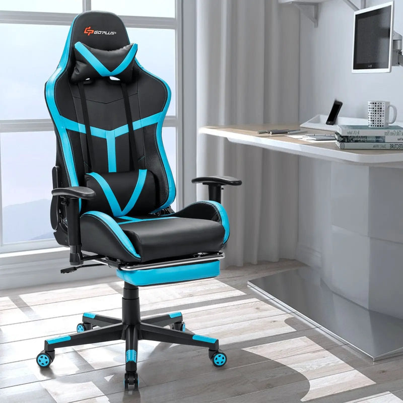 Reclining Racing Chair with Lumbar Support Footrest by DirectDeals