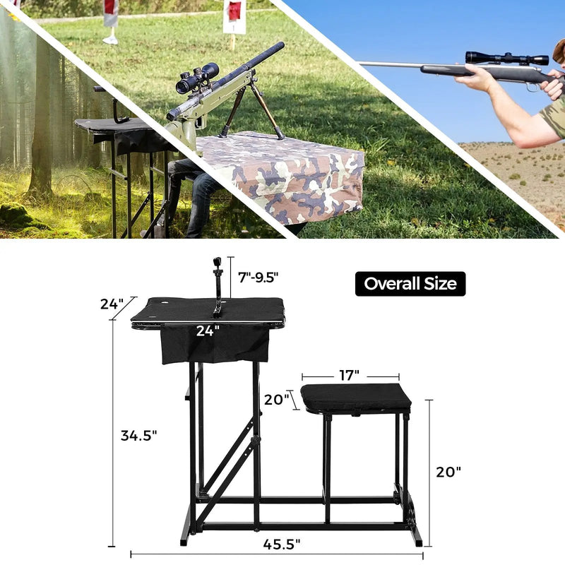 Foldable Shooting Bench with Adjustable Height Table by DirectDeals