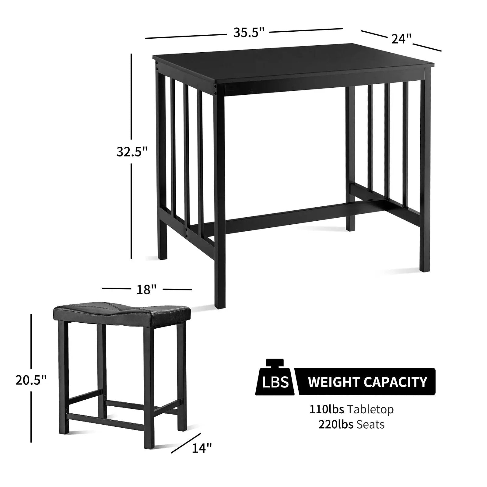 3 Pieces Modern Counter Height Dining Set by DirectDeals