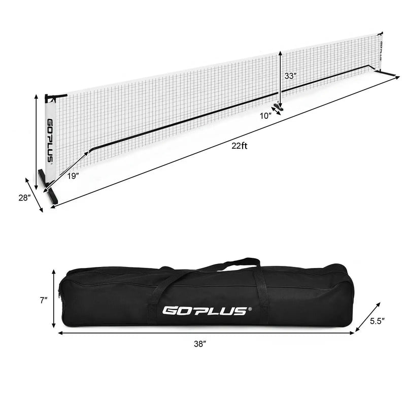 22 Feet Portable Pickleball Net Set System with Carry Bag for Indoor Outdoor Game by DirectDeals