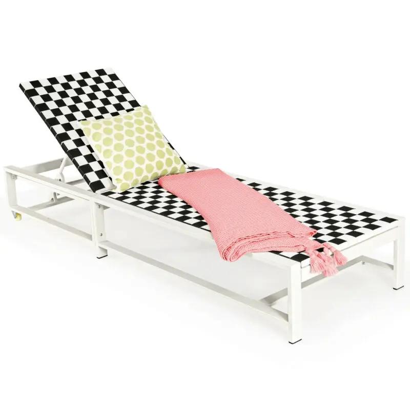 Patio Adjustable Reclining Chair Lounge Chair Chaise for Garden Deck Wheel by DirectDeals