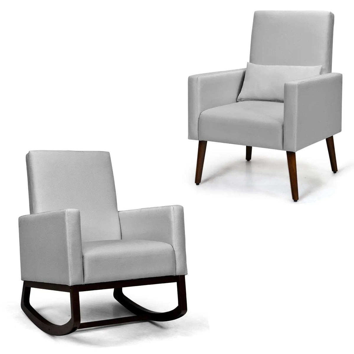 2-in-1 Fabric Upholstered Rocking Chair with Pillow by DirectDeals