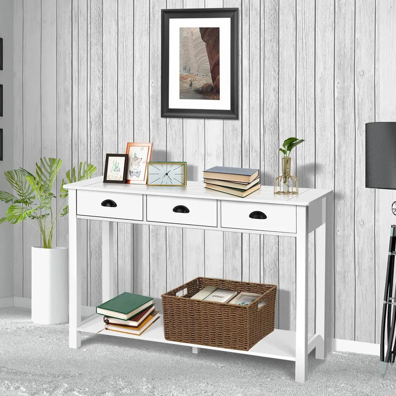 Wooden Console Table with 3 Drawers and 2-Tier Shelves by DirectDeals